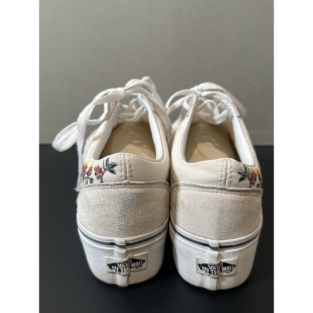 Vans Cream White Floral Platform Old Skool Sneakers - Picture 11 of 12